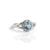 Halo engagement ring with claw set Aquamarine and Diamonds