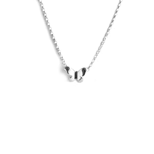 Silver Butterfly pendant on a silver chain against a white background