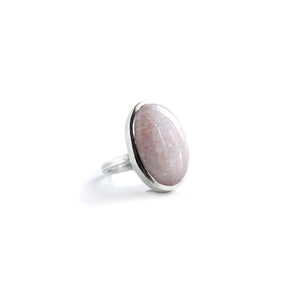 Peach Moonstone Ring on white background