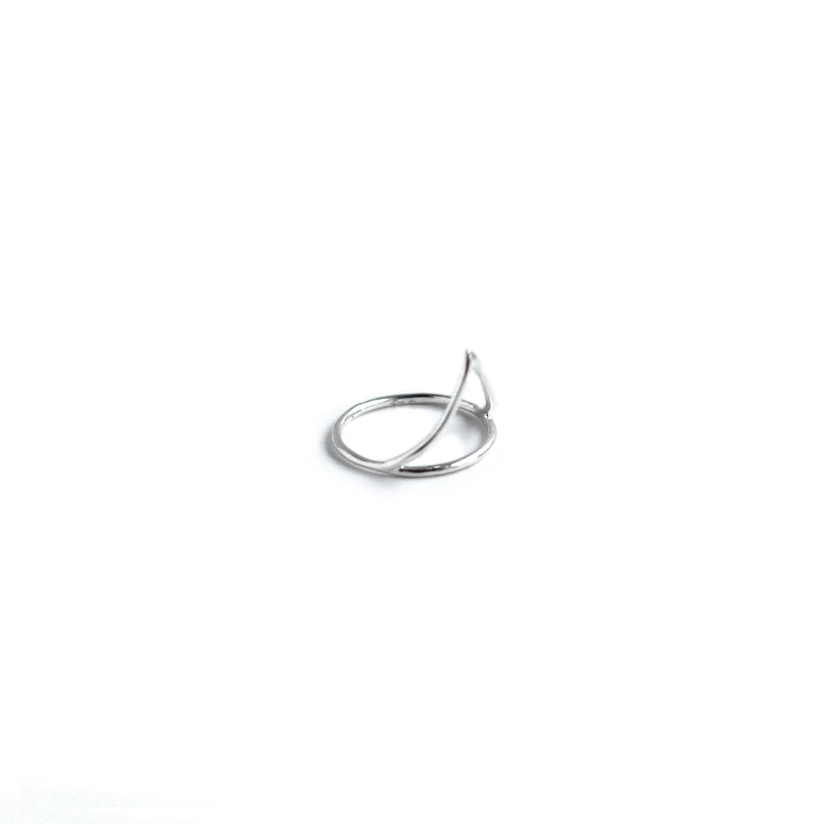 Silver triangle  stack rings on white background