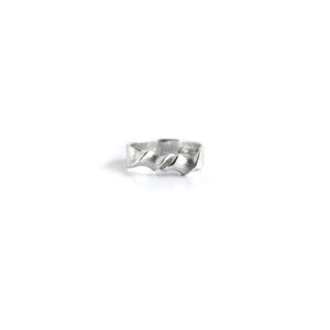 Silver Msasa twist ring on white background