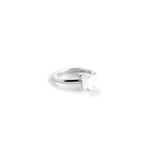 Silver Butterfly ring on white background